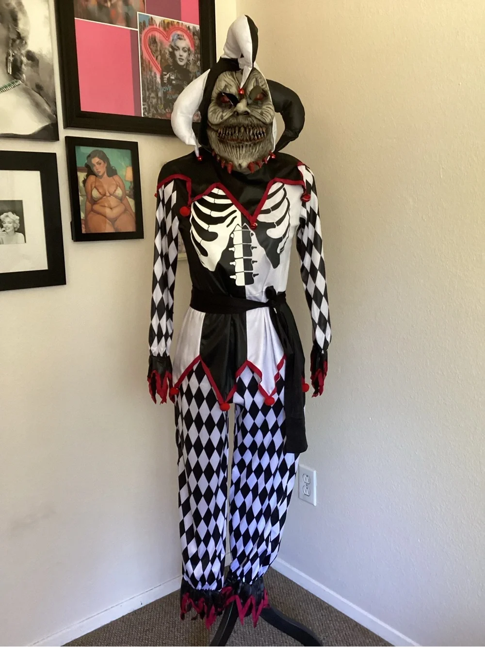 Sinister Jester Kids Costume - Black, White & Red